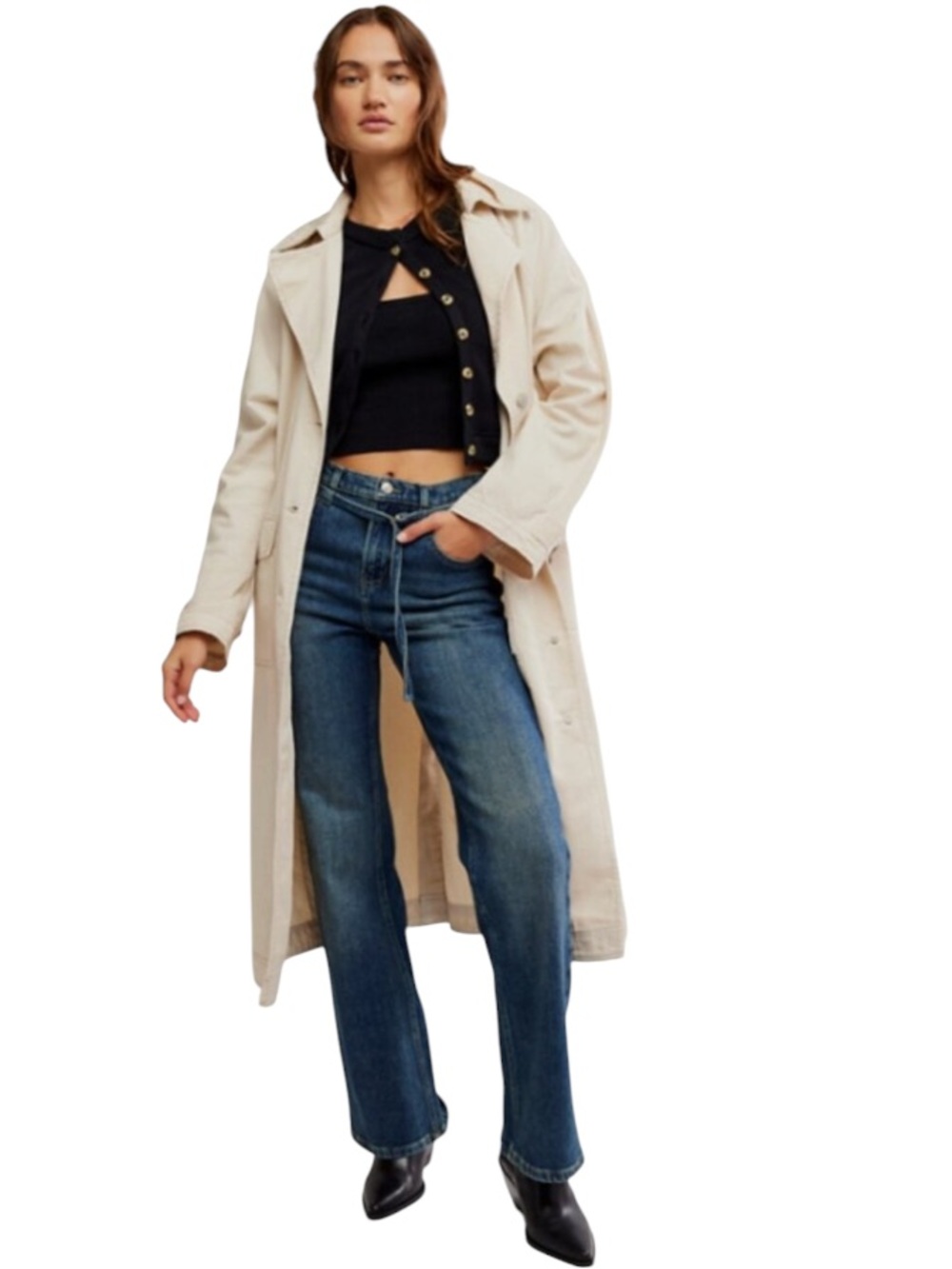 NWT FP We The Free Perry Military Duster Jacket Ivory Size Large